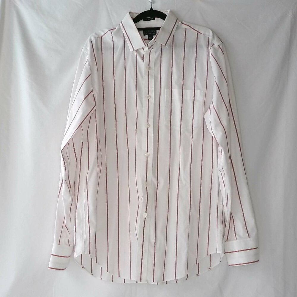 Thompson J.Crew Flex Wrinkle Free maroon and white striped button down size L